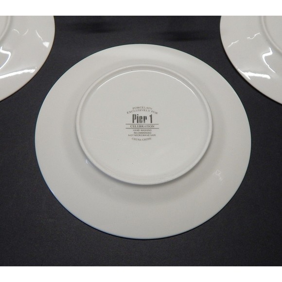 Pier 1 Imports Celebration Salad Plate Red Blue Green Purple Stars Set of 4 - Picture 8 of 14